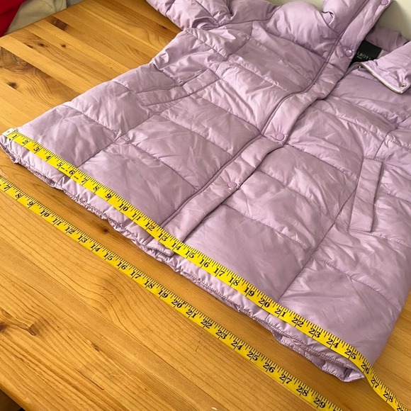 Talbots Plus Womens Quilted Puffer Coat Sz X Pockets Zip Snap Purple Lilac - Picture 6 of 10